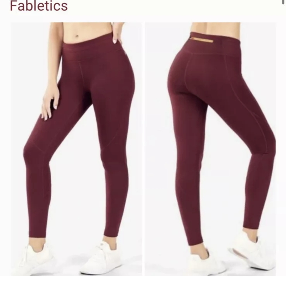 Fabletics Mid Rise Statement Leggings  XS Pre-owned Burgundy